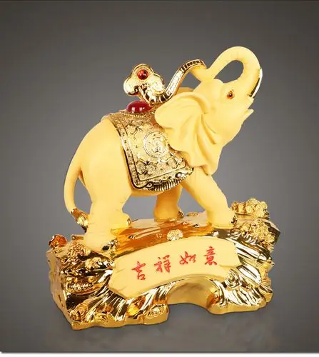 树脂工艺品招财大象摆件吉祥如意纳财沙金客厅办公室开业乔迁送礼
