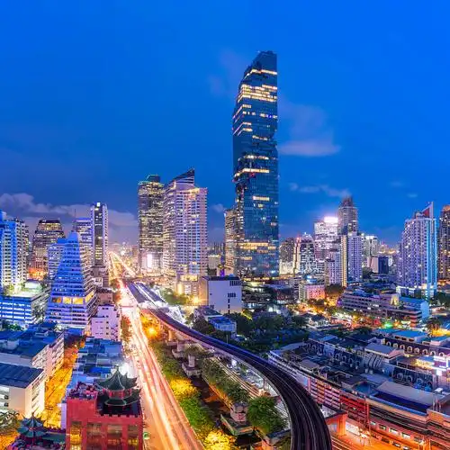 曼谷城市夜景silom商务中心