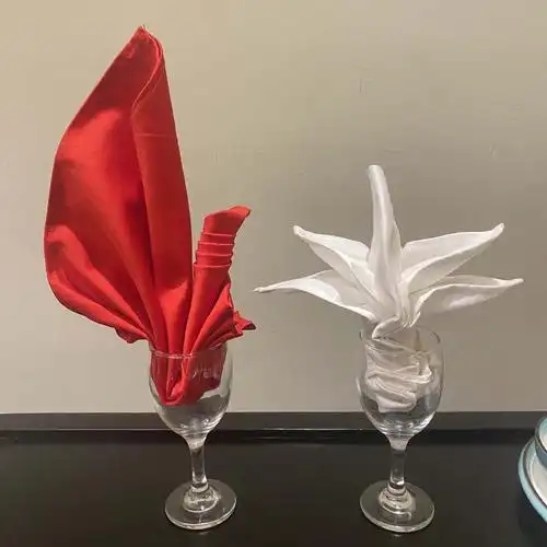 酒店餐厅婚庆婚礼饭桌棉折花口布西餐中式餐盘垫布棉擦杯布