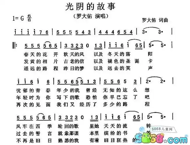 罗大佑光阴的故事简谱完整版