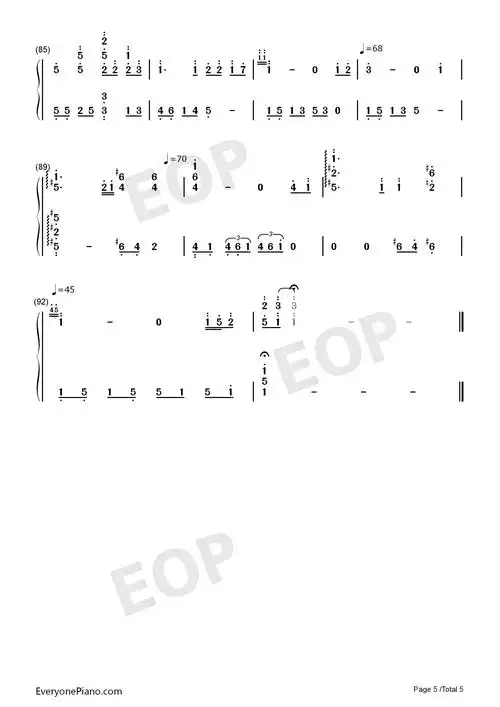 青空air插曲eop教学曲双手简谱预览5