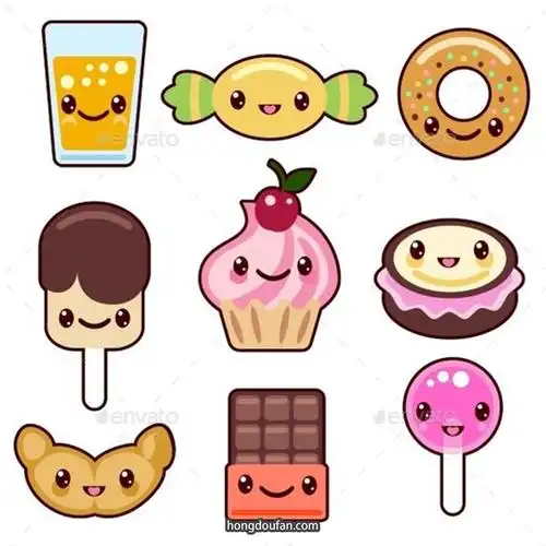 标签100简笔画,一年级简笔画,二年级简笔画,卡通,可爱,吃货,备案蛋糕