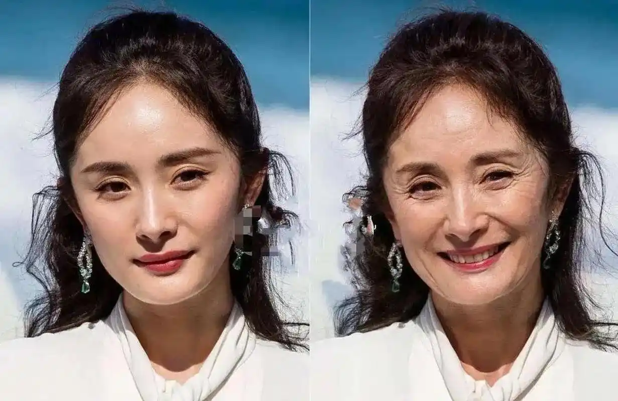 老去后的杨幂,笑容依然很美,就是总感觉老去后的照片哪里怪怪的.