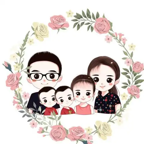 一家五口头像设计,感受温暖,努力奋斗,莫问前程