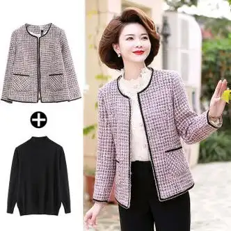 希尔维xierwei妈妈洋气薄款小香风外套中年女装春秋高贵上衣中老年