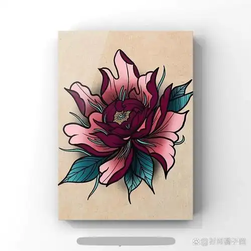 牡丹花纹身手稿