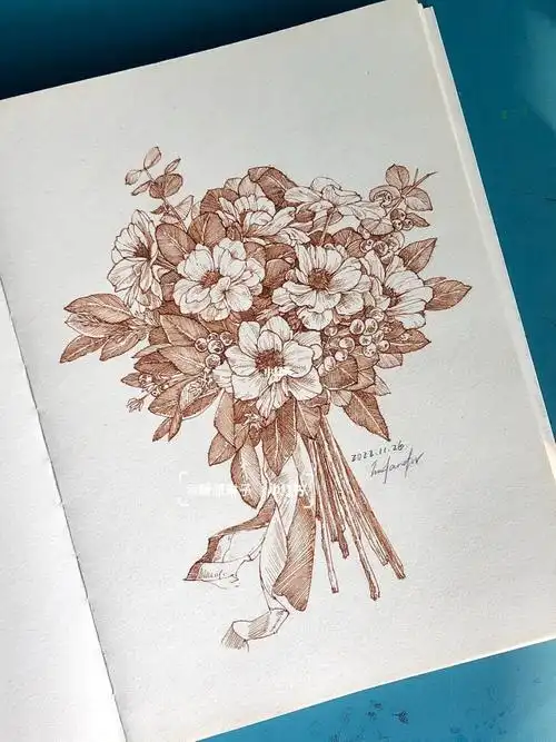 钢笔画花束系列701