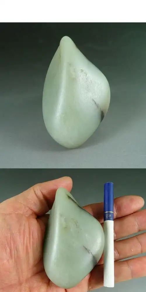 精品玉石缘新疆和田玉籽料原石150克原籽原料秋梨皮青白玉把件p61