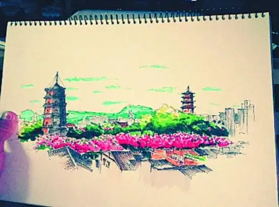 泉州师院大二学生手绘泉州标志景点网上流传