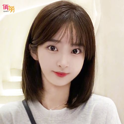 假发女短发造型2021自然全头套网红圆脸锁骨发减龄仿真中长假发套