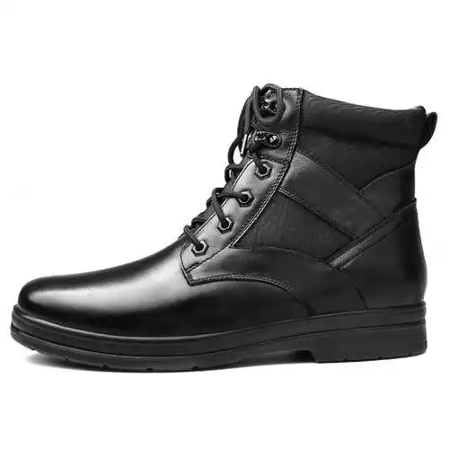 强人3515男靴冬季新款头层牛皮马丁靴羊毛保暖防寒皮棉靴 94dxc12616