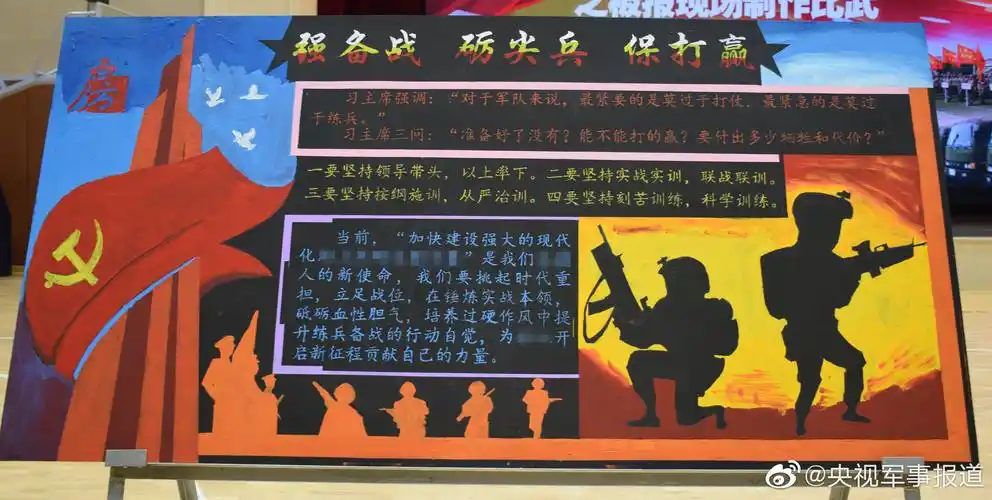 速来围观,四十余名板报高手现场手绘强军板报