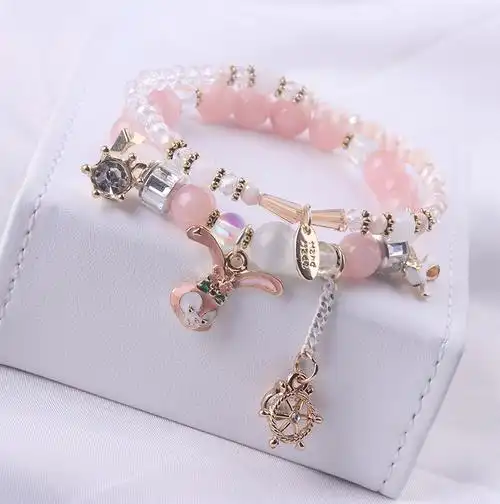 日韩闺蜜手链水晶手串学生百搭可爱库洛米小女孩手链