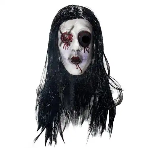 2021新品万圣节女鬼面具恐怖血疤头套鬼屋派对吓人道具