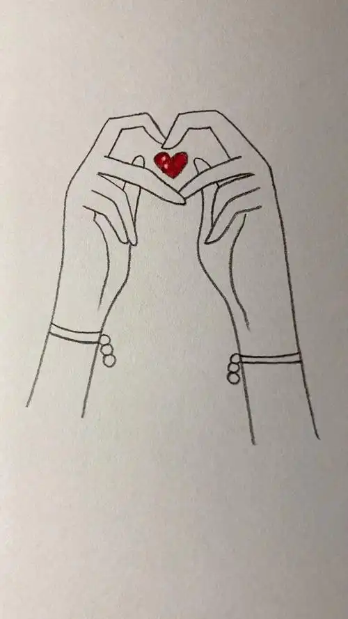 简笔画#女孩双手比心的画法-度小视