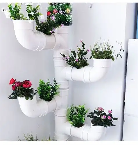 pvc水管创意花盆拐角花架子阳台客厅花架