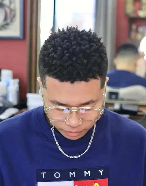 男生发型男生黑人烫菠萝款造型颗粒头