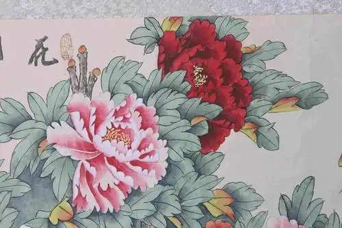 陕西著名花鸟画家肖焕老师《花开富贵工笔》真迹.