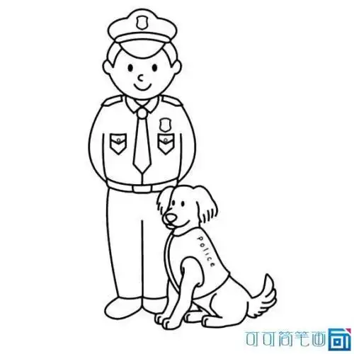 缉毒警犬简笔画