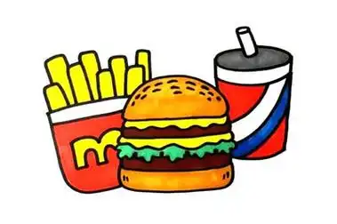 寿司汉堡包麦当劳 美食10种饮料简笔画儿