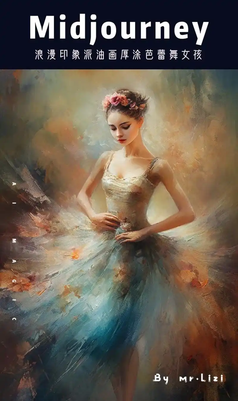 浪漫印象派油画厚涂芭蕾舞女孩midjourneybymrlizibymrlizi