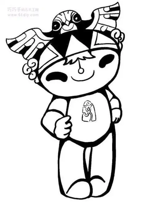 2008年奥运会福娃简笔画 简笔画图片大全福娃填色图6张