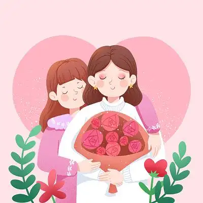 卡通手绘母亲节人物png素材