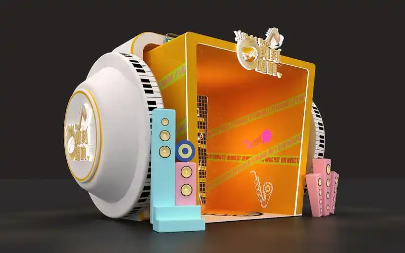 网红直播间商业包装3d效果图设计制作