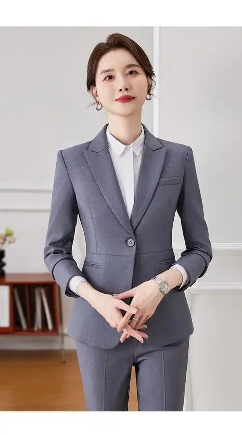 高级感黑色西服套装女2024春季新款通勤正装工作服一粒扣长袖西