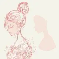 手绘女生拿花遮脸头像_彩铅用花遮脸可爱女生头像【点击鼠标右键下载