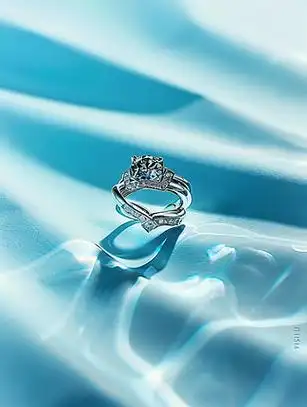 珠宝首饰白金钻石戒指摄影