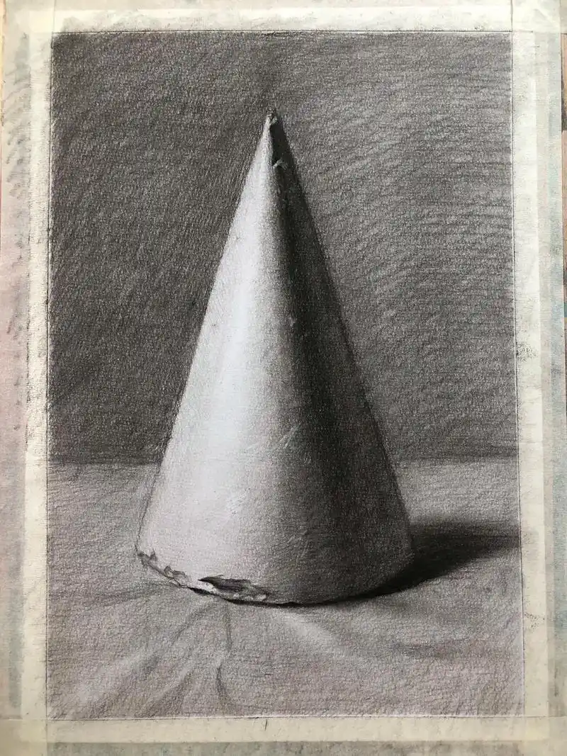 慢慢画,会好起来的.素描圆锥体步骤图 #零基础学画画 #素描 - 抖音