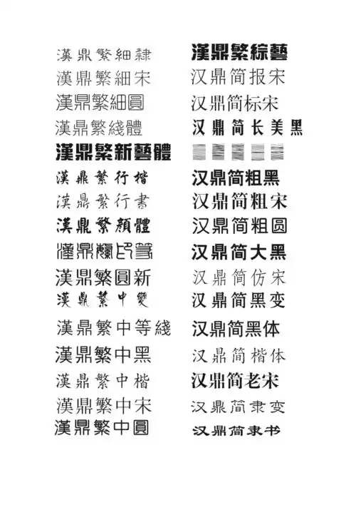 各种字体字样