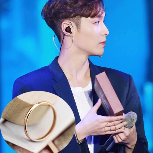 exo张艺兴lay事业版图同款简约时尚光面细钛钢戒指环