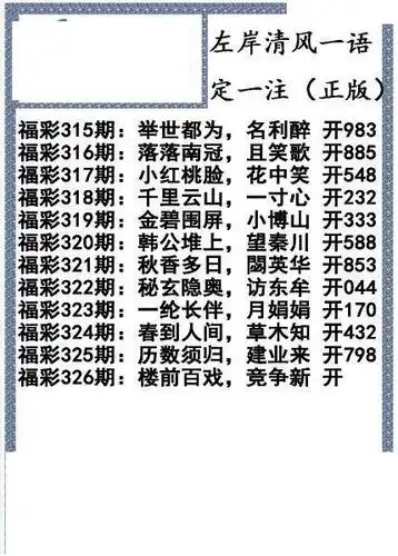 3d19年326期晚秋领衔九大专家字谜汇总