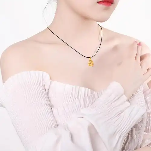 梦金园黄金吊坠足金999心心相印吊坠女士计价黄金饰品首饰