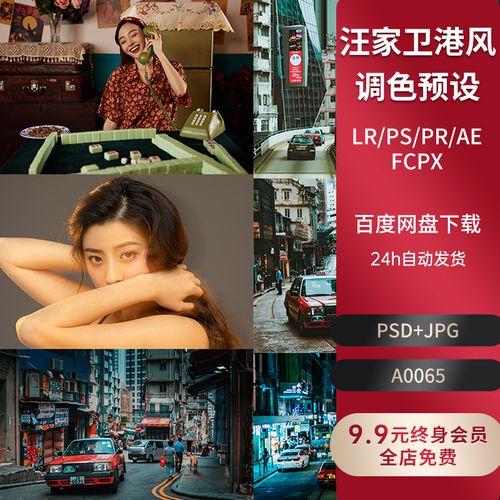 王家卫电影复古潮调色港风视频pr/ps/fcpx达芬奇ae/lut滤镜lr预设