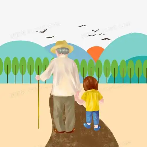 人物爷爷奶奶重阳节背影图精灵为您提供手绘重阳节日相伴素材免费下载