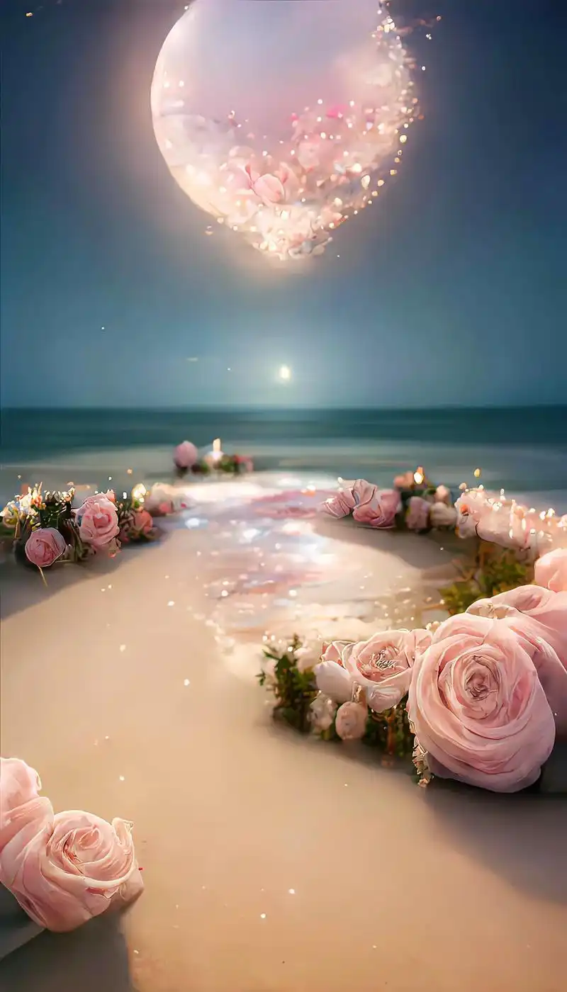 该换壁纸了#你要相信大数据  当你刷到这组浪漫玫瑰海滩时候 - 抖音