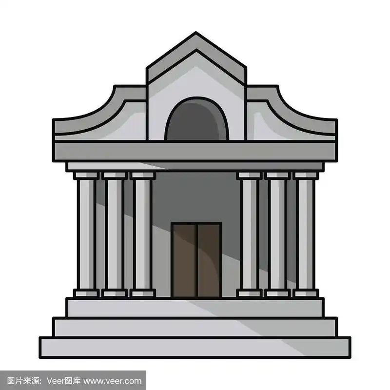 博物馆建筑图标在卡通风格孤立的白色背景.博物馆符号股票矢量插图.