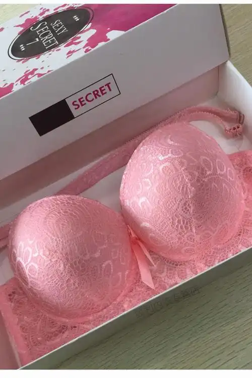 聚拢文胸无钢圈小胸加厚内衣少女性感特厚12cm胸罩粉色无钢圈3680a