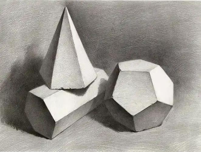 几何体六棱柱六棱锥十二面体组合明暗写实素描步骤教程