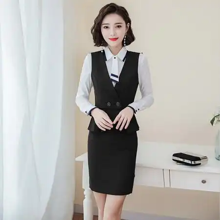 商品阔意衣都 修身小西装女秋冬 职业装女装套装长袖ol白领马甲大码