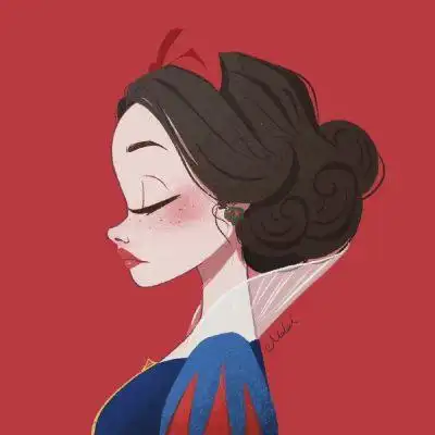 迪士尼公主侧脸侧颜手绘女生头像  作者:我_还没饱