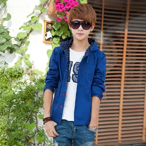 2015新款春夏男装卫衣青少年韩版休闲开衫外套学生连帽时尚潮薄款