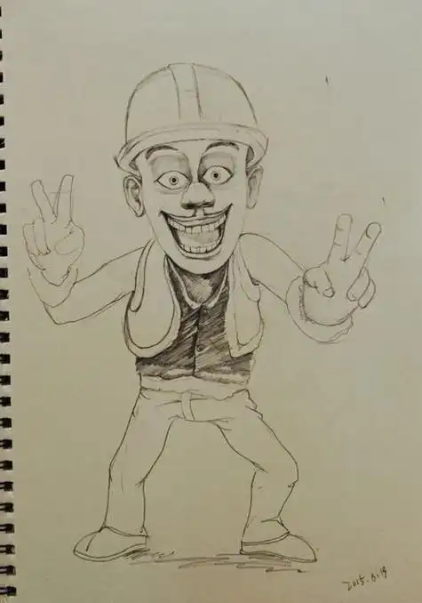 很胖的光头男简笔画