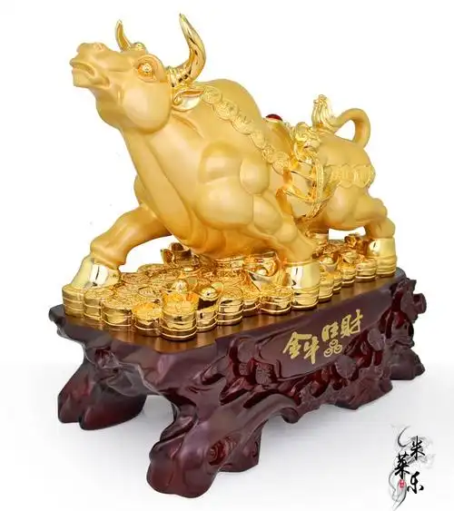 甄萌旺财金牛生肖牛摆件树脂工艺品家居室内客厅装饰品摆设品炒股神奇