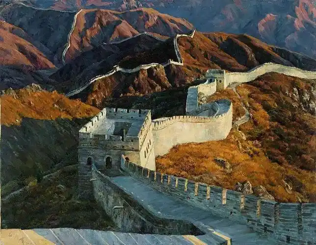 关于长城的油画