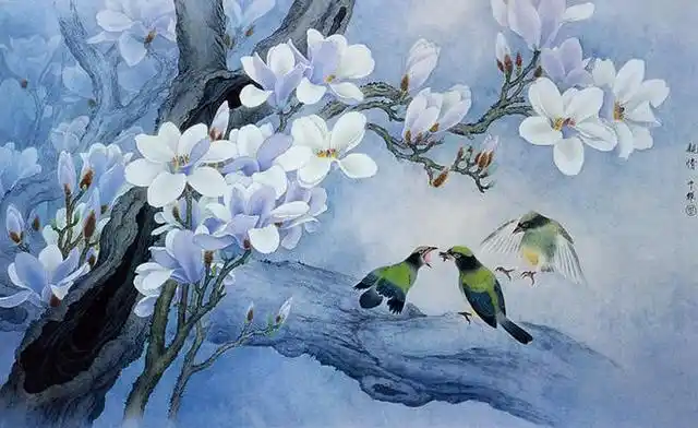 中国玉兰花鸟工笔画欣赏,画龙点睛!