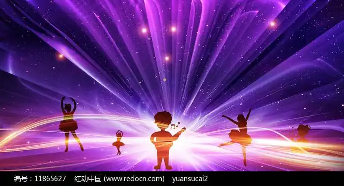 孩子跳舞剪影背景图图片